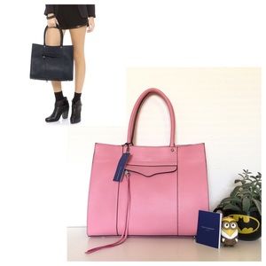 NWT Rebecca Minkoff Medium Mab Leather Tote Bag In Pink
